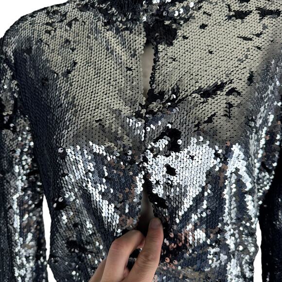 New Isabel Marant Marnela Sequins Cotton Cut Out Dress Silver Size FR36/US4 - Picture 5 of 14